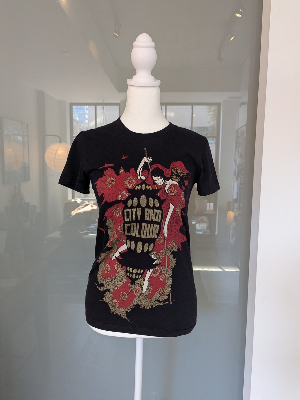 City and Colour American Apparel T Shirt Small Black Gold Graphic Band Tee
